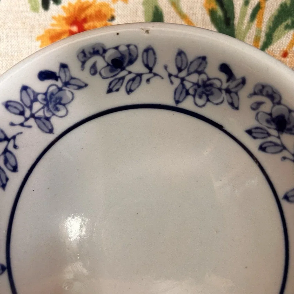 VTG Blue/White Chinoiserie Ceramic Cat Small Dog Pet Food Bowl Dish Grandma Chic